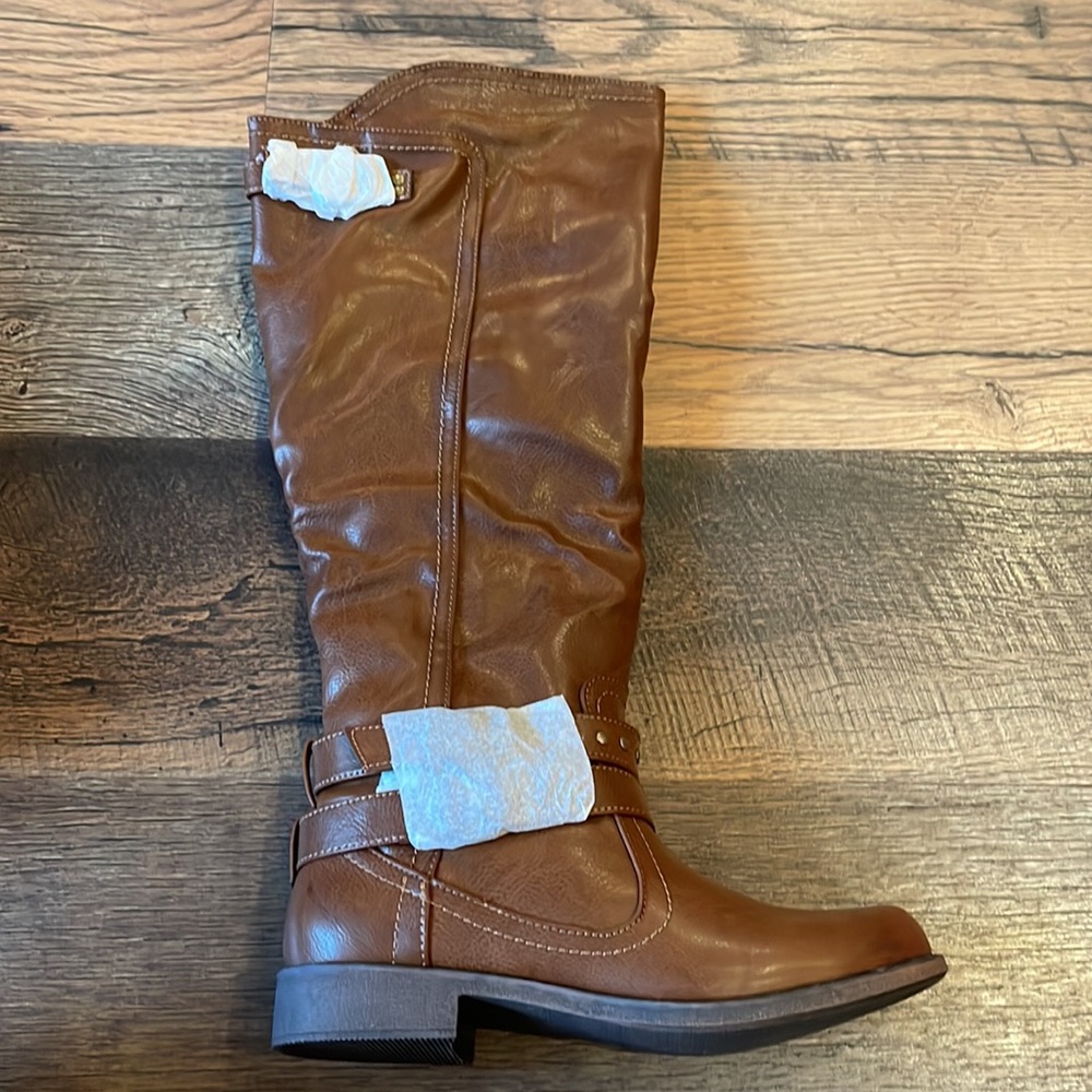 NWB Justfab Mina riding boots size 7 cognac brown